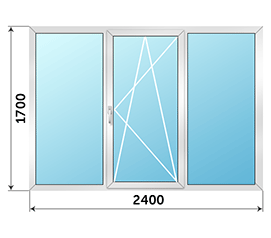Теплое балконное окно Rehau 2400x1700