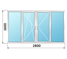 Теплое окно на лоджию KBE 2800x1600