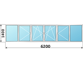 Окно на лоджию NEWTEC 6200x1400