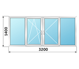 Теплое окно на балкон KBE 3200x1400