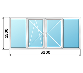Окно на лоджию NEWTEC 3200x1500