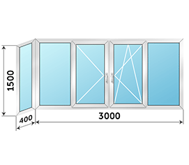 Теплое окно на балкон Rehau 3400x1500