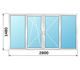 Теплое окно на лоджию KBE 2800x1480