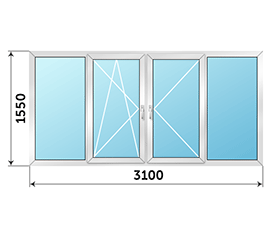 Окно на балкон NEWTEC 3100x1550